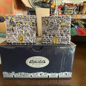 Karshi Jerusalem Silver and Gold Candle Holders
